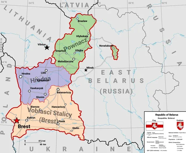 Detailed Map of Belarus Regions