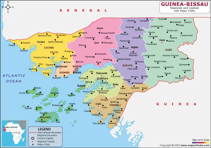 Detailed Map of Guinea-Bissau Regions