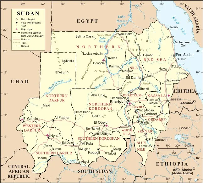 Detailed Map of Sudan Regions