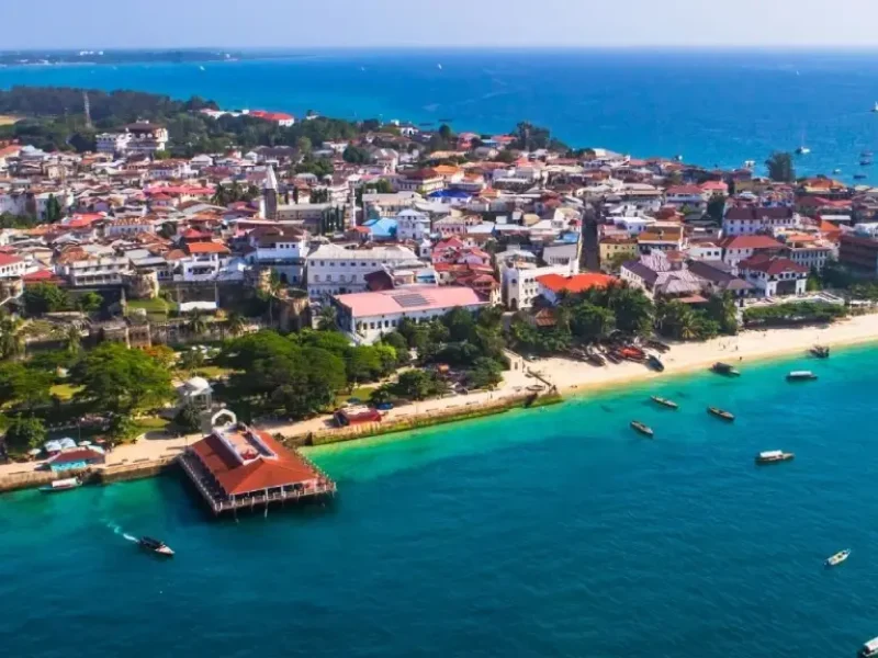 Aircraft landing in Zanzibar